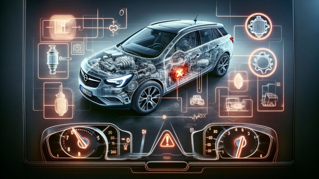 Illustration eines Autos mit aufleuchtender Motorkontrollleuchte