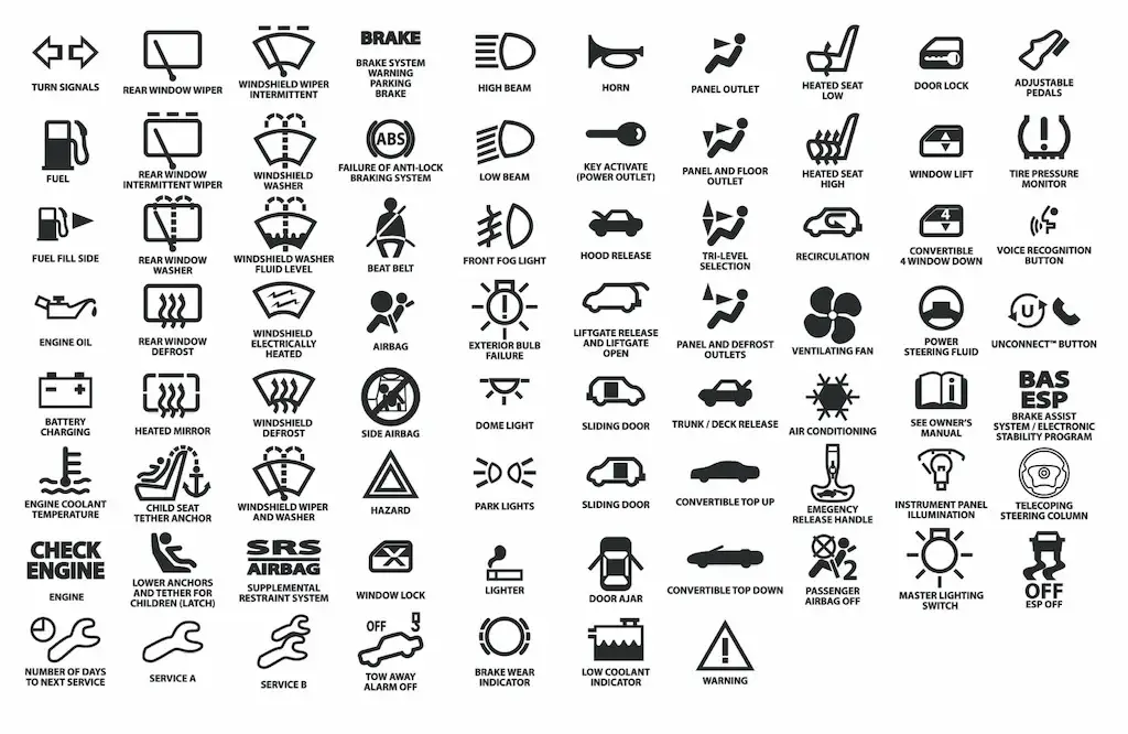 An Audi dashboard displaying various warning lights.